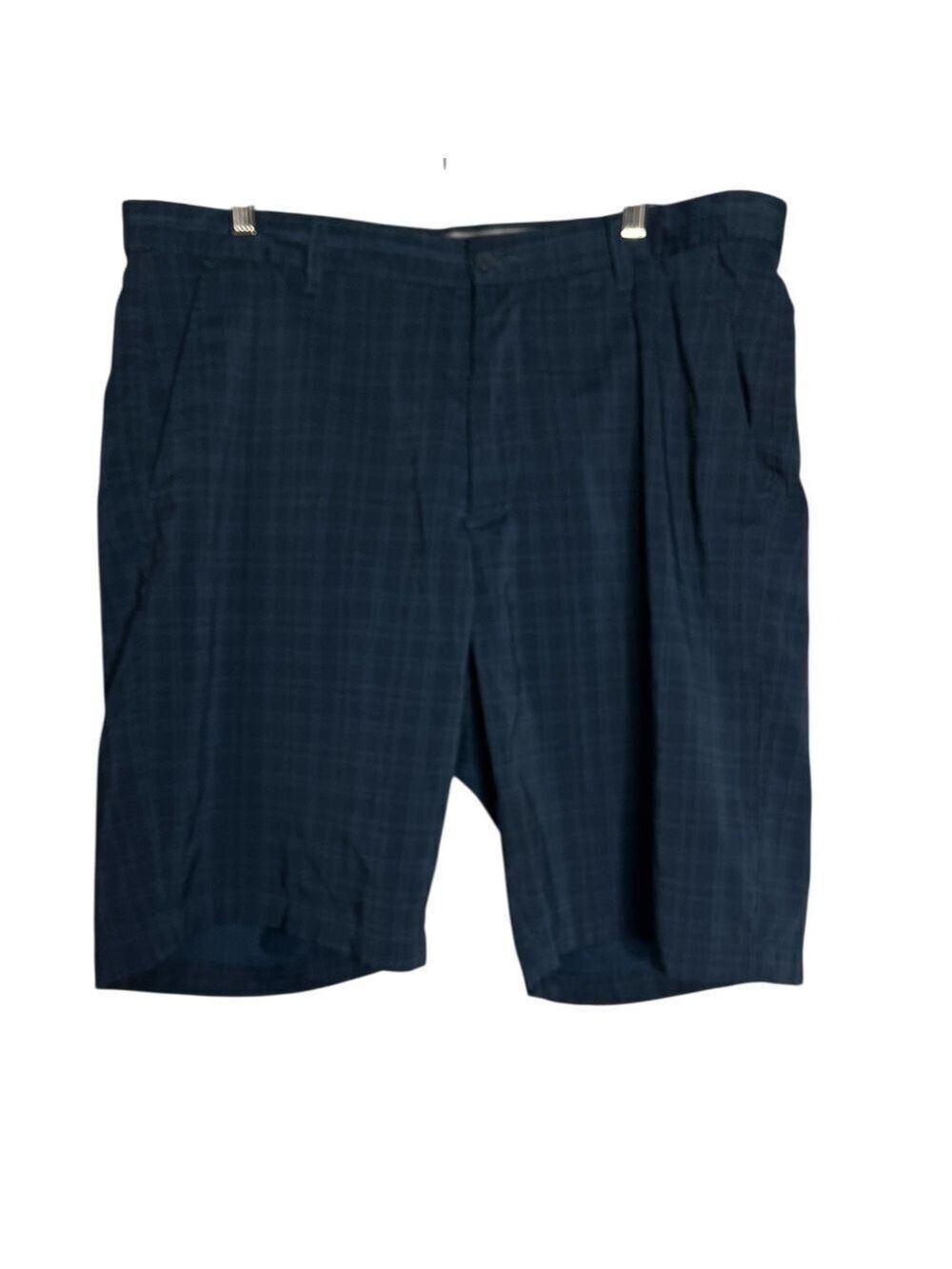 Sunice Navy Plaid Performance Flat Front Golf Shorts, size 38